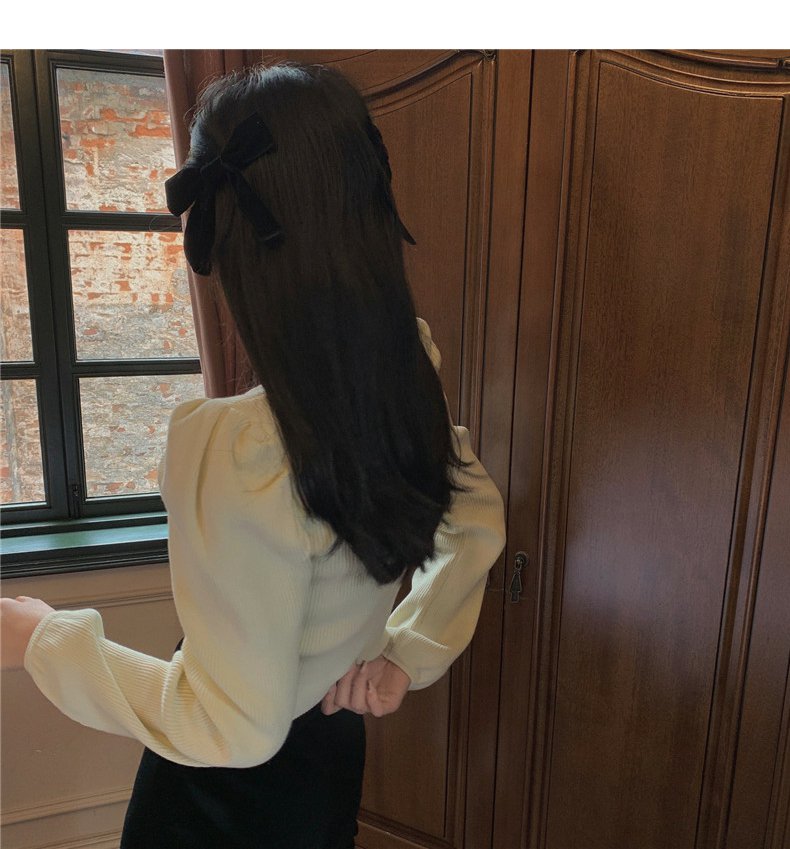 【tops】パフスリーブリボンニットセーターG24331