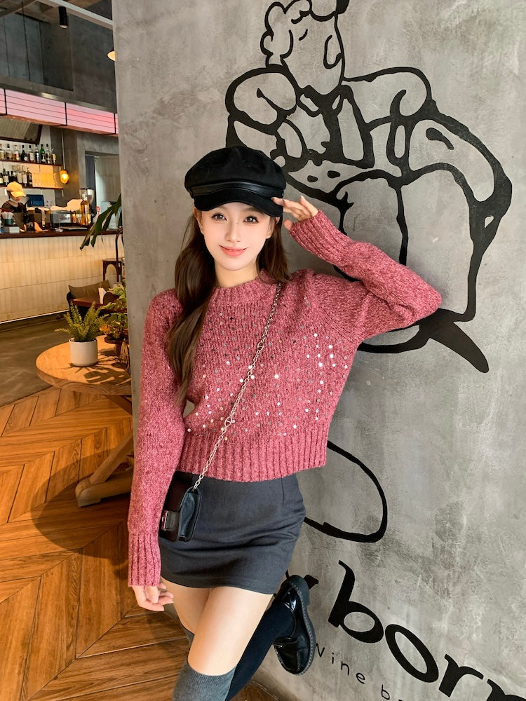 【tops】スパンコールニットセーターG24333