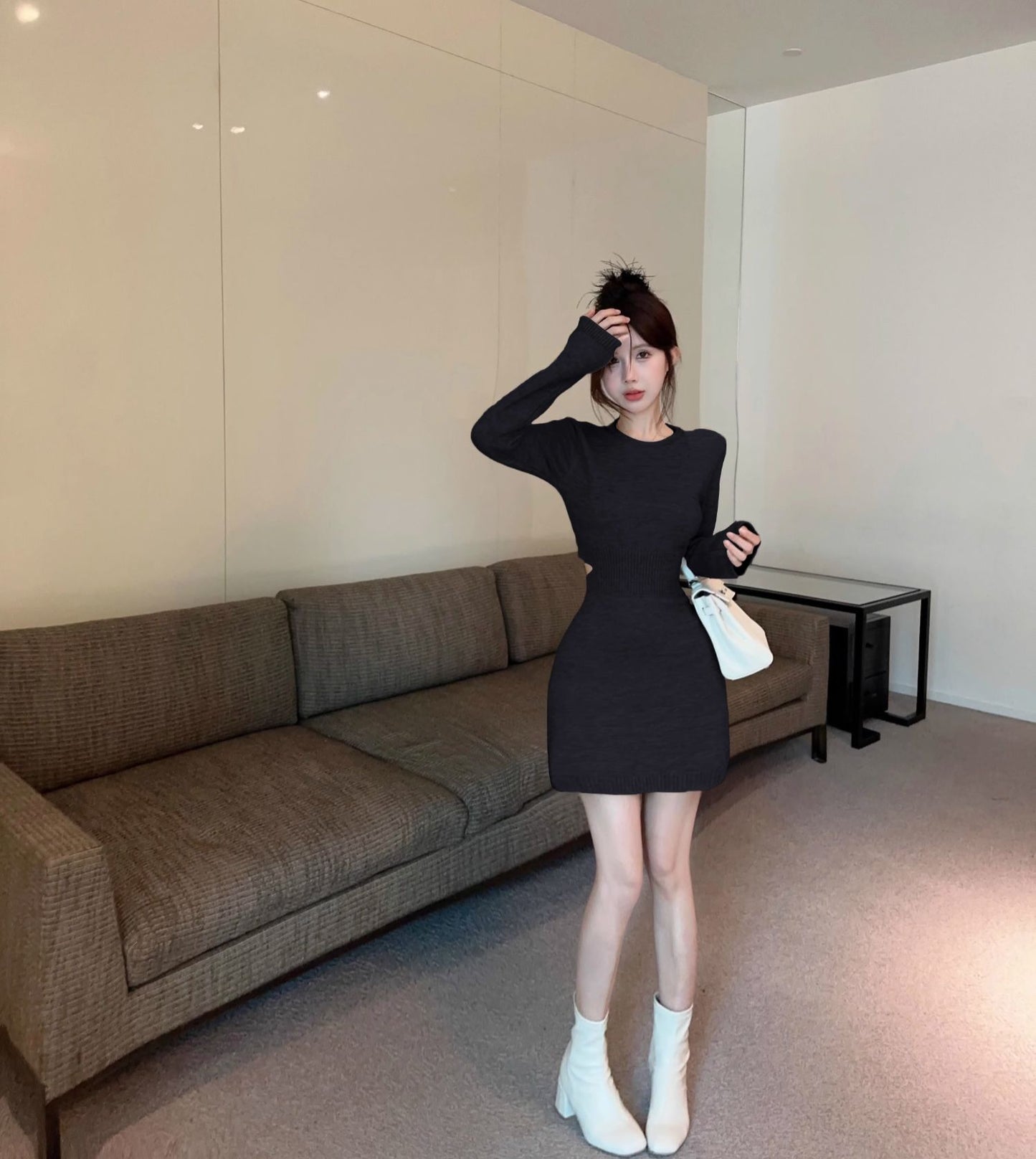 【dress】ウエストカットニットワンピースG24369