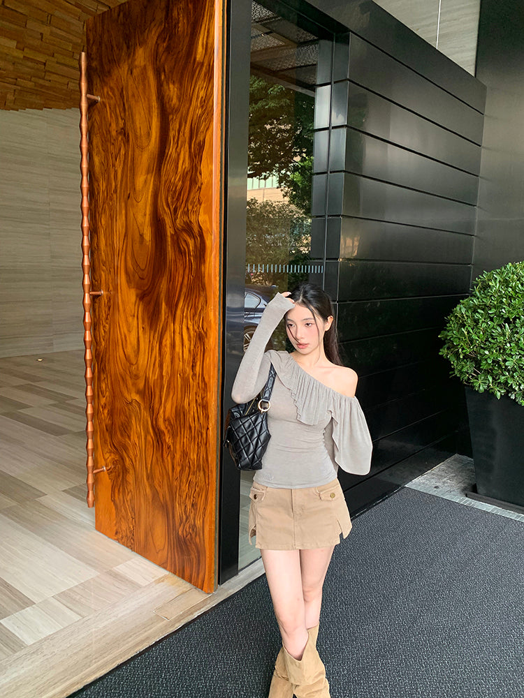 【tops】フリル長袖TシャツG24379