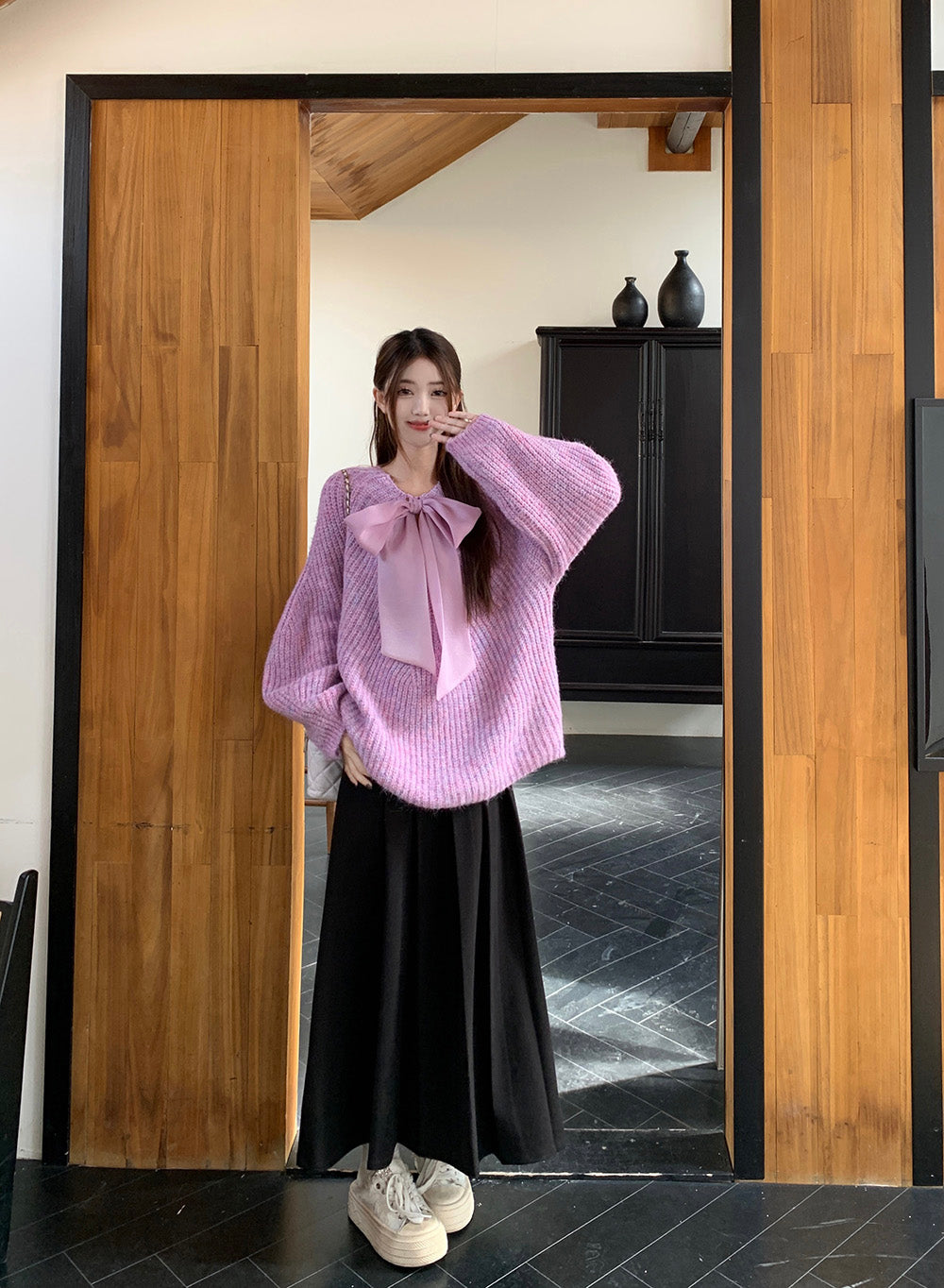 【tops】リボンニットセーターG24396