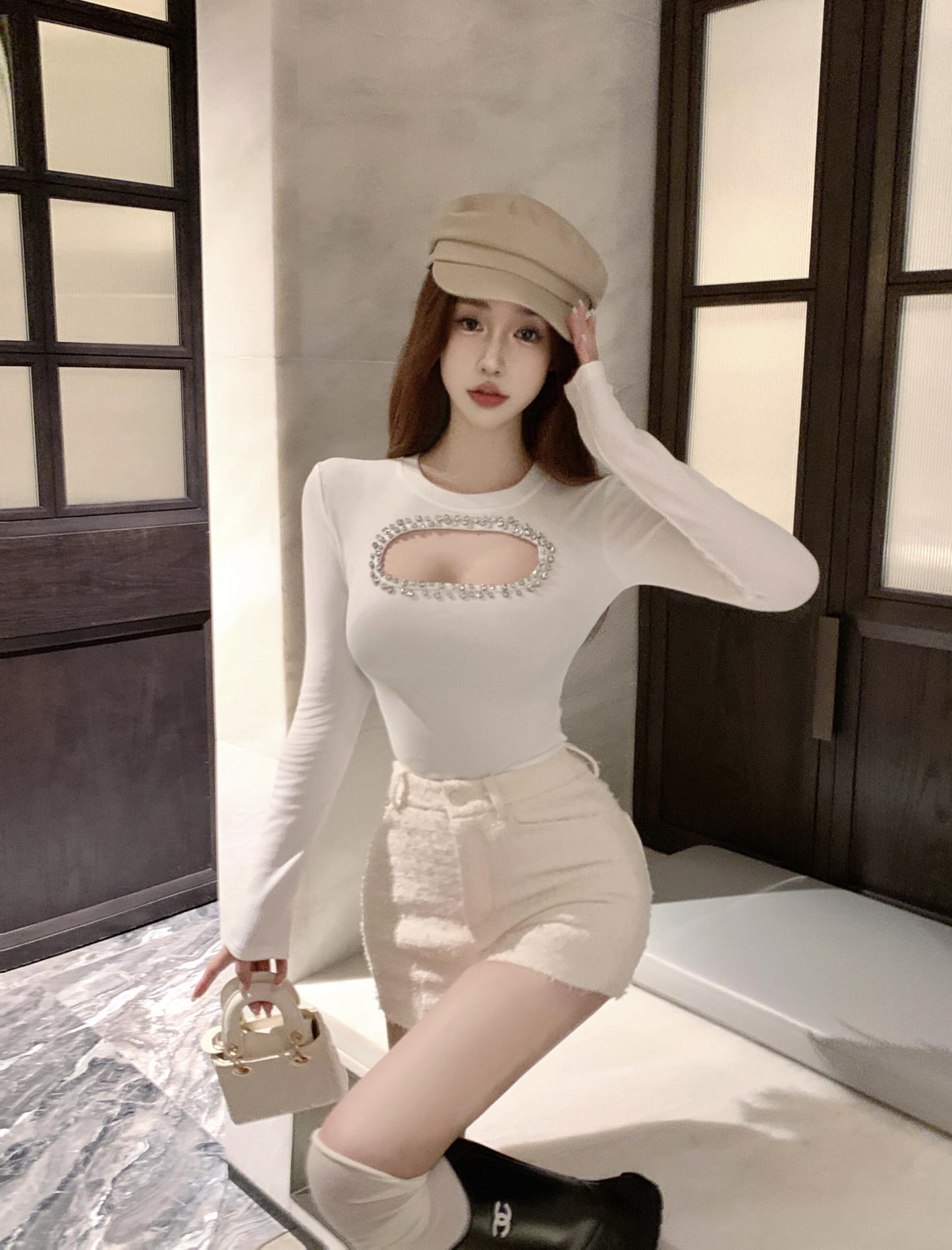 【tops】透かし彫り長袖TシャツG24399