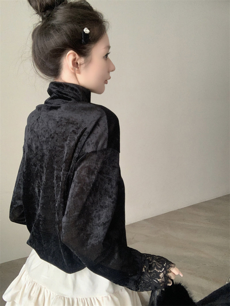 【tops】レース切り替え長袖TシャツG24400