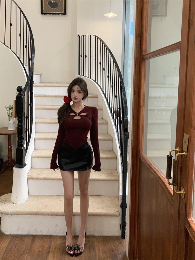 【tops】ラウンドネック長袖TシャツG24402