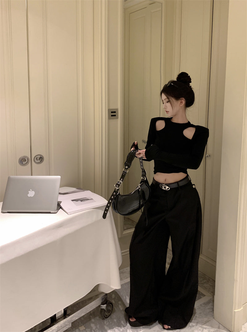 【tops】長袖透かし彫りTシャツG24403