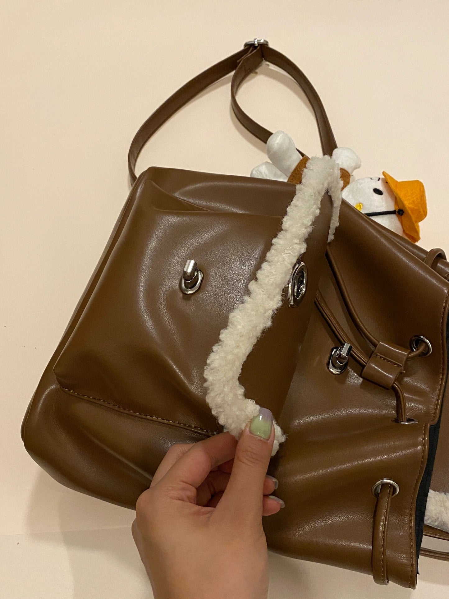 【小物】クリスマスラムズウールリュックバックG24422