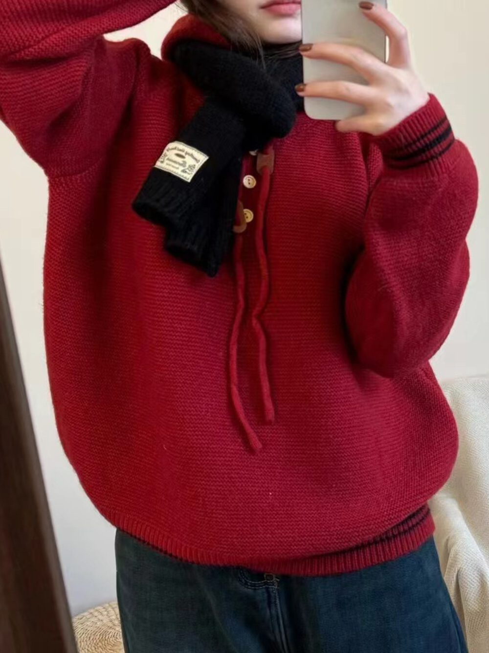 【tops】フード付き長袖ニットセーターG24450