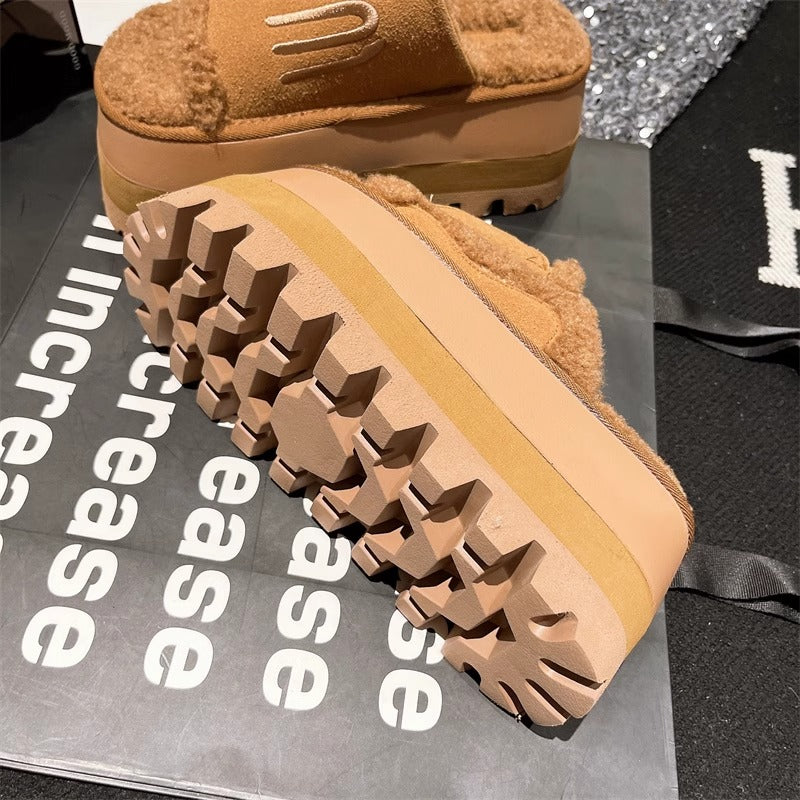 【shoes】3色 厚底ファースリッパG24457