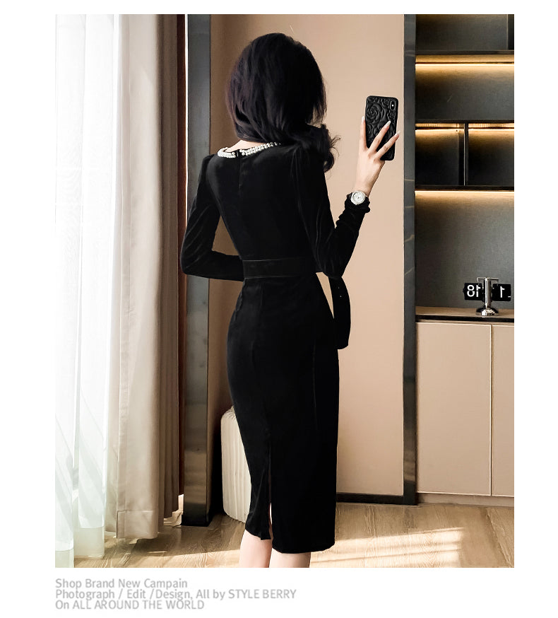 【dress】ビーズ体型カバーワンピースG24523