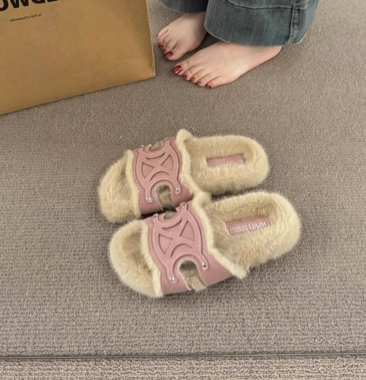 【shoes】2色秋冬ファースリッパG24544