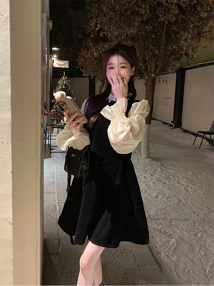 【dress】デザイン切り替えビーズワンピースG24566