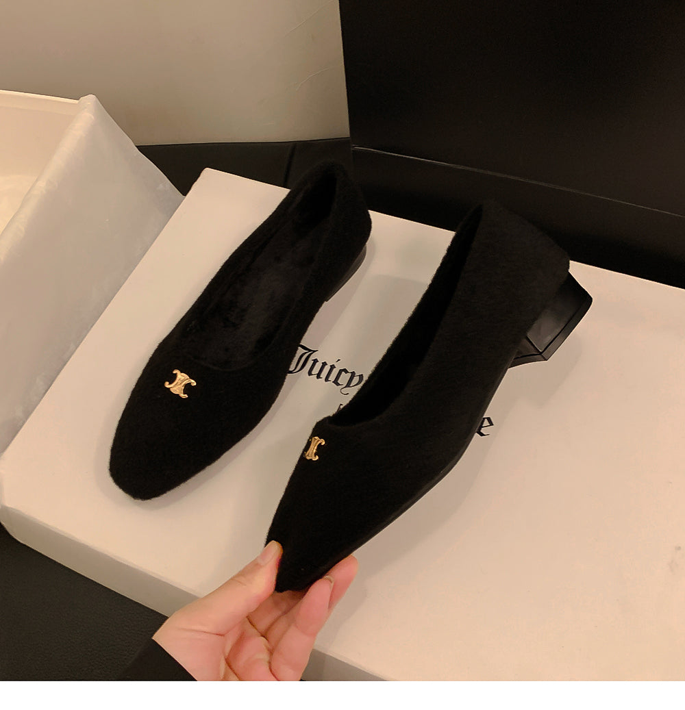 【shoes】3色秋冬裏起毛フラットシューズG24568