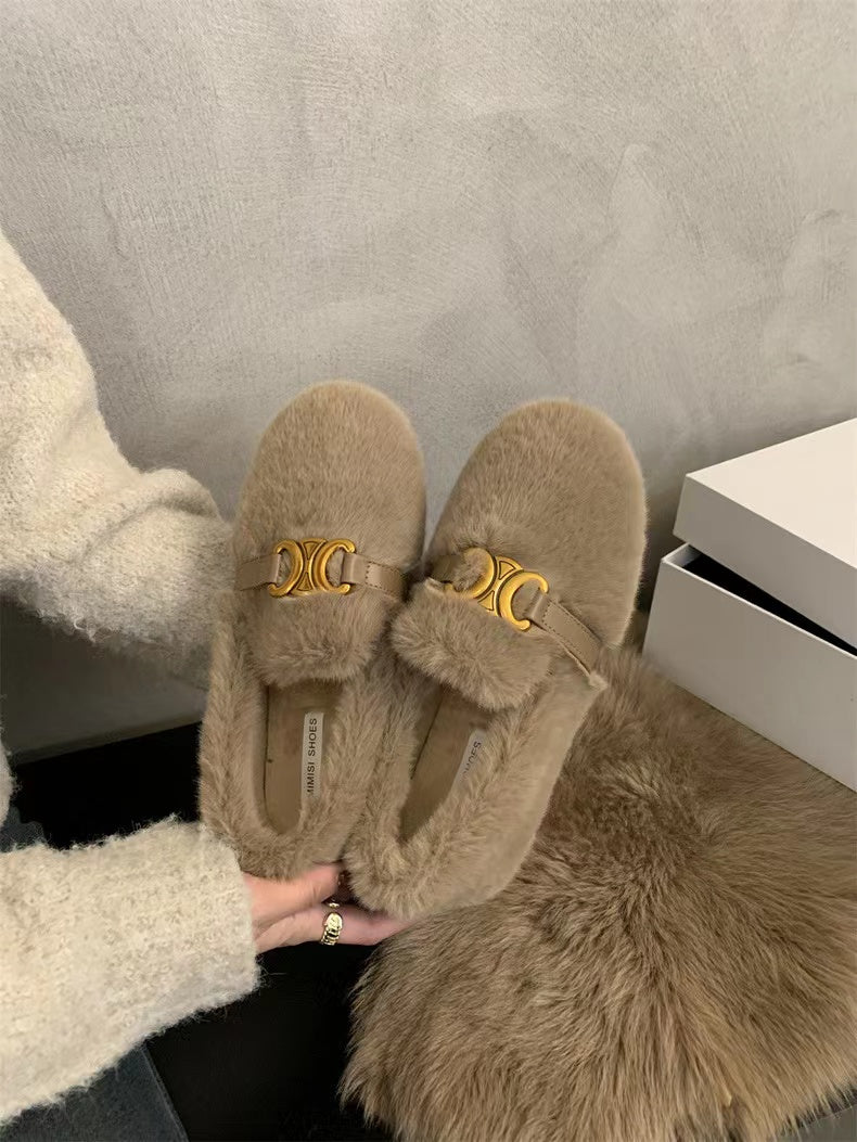 【shoes】秋冬裏起毛フラットシューズG24572