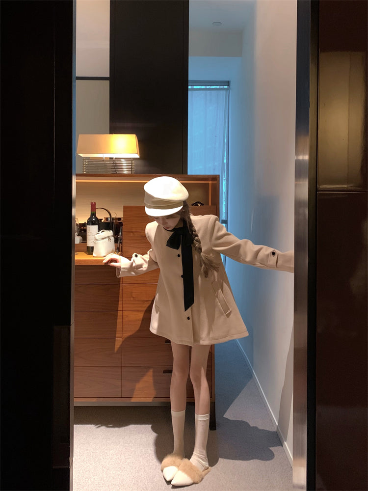 【outer】リボンラシャ生地コートG24576