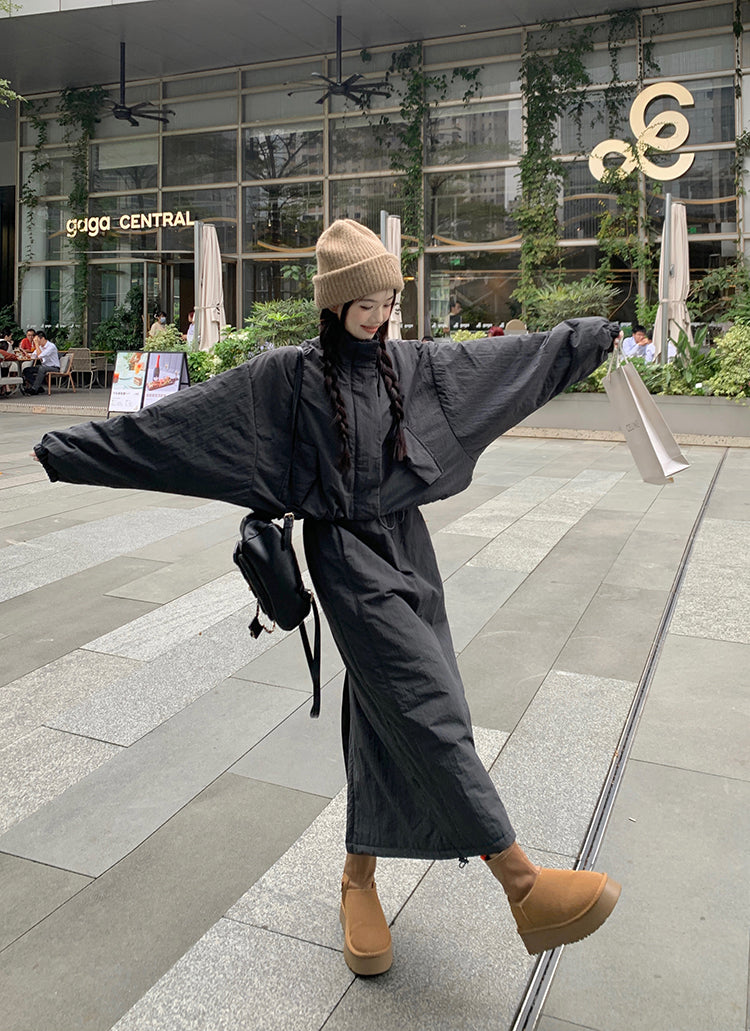 【set】冬スタンドネックコート+スリットスカート2点セットG24584