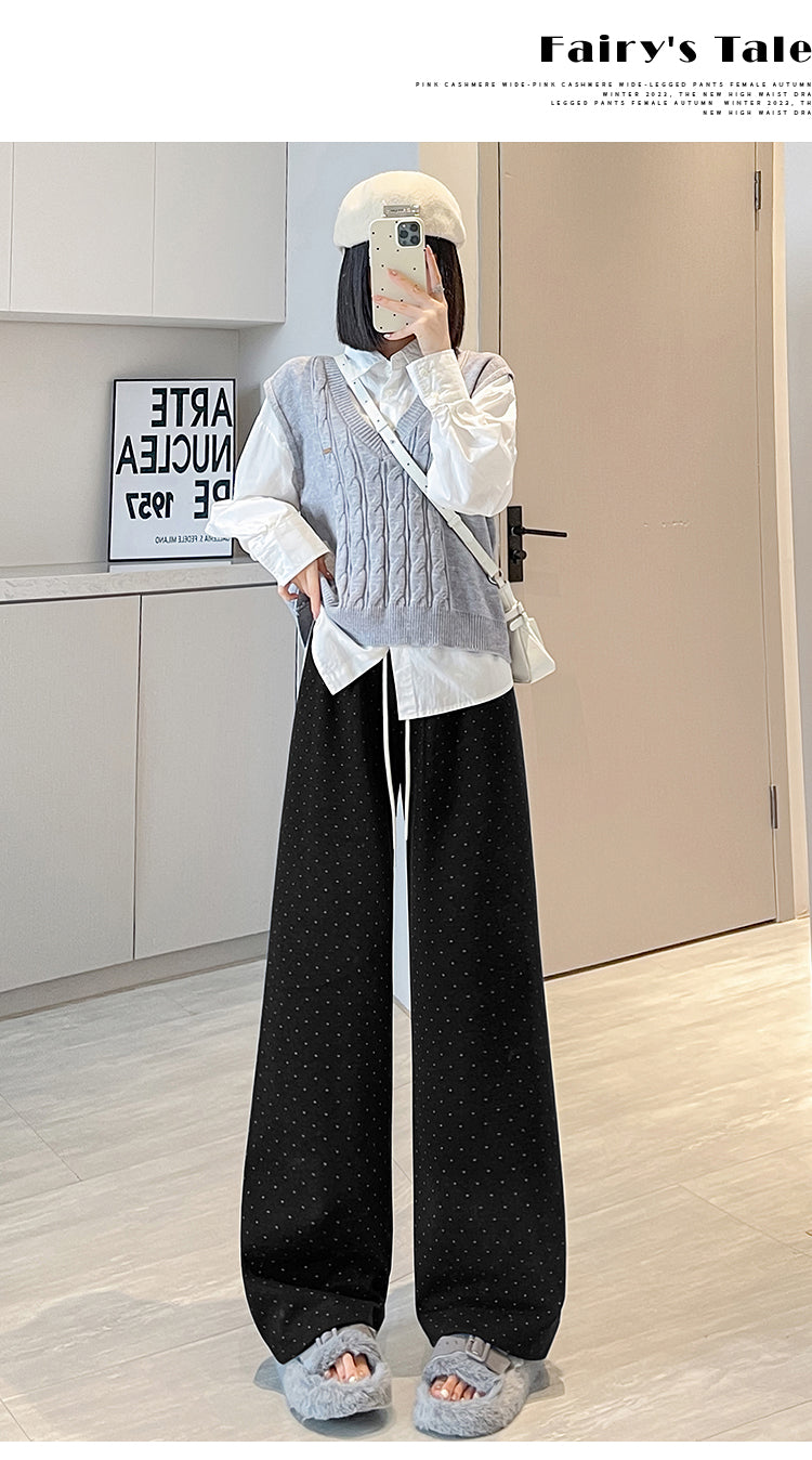 【bottoms】ドット柄秋冬ガウチョパンツG24592