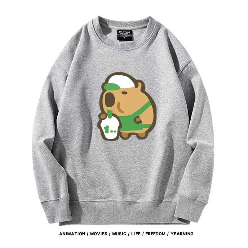 【tops】カピバラプリントプルオーバー( 男女兼用)K0222