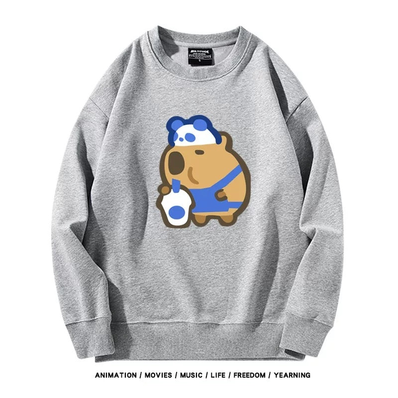 【tops】カピバラプリントプルオーバー( 男女兼用)K0223