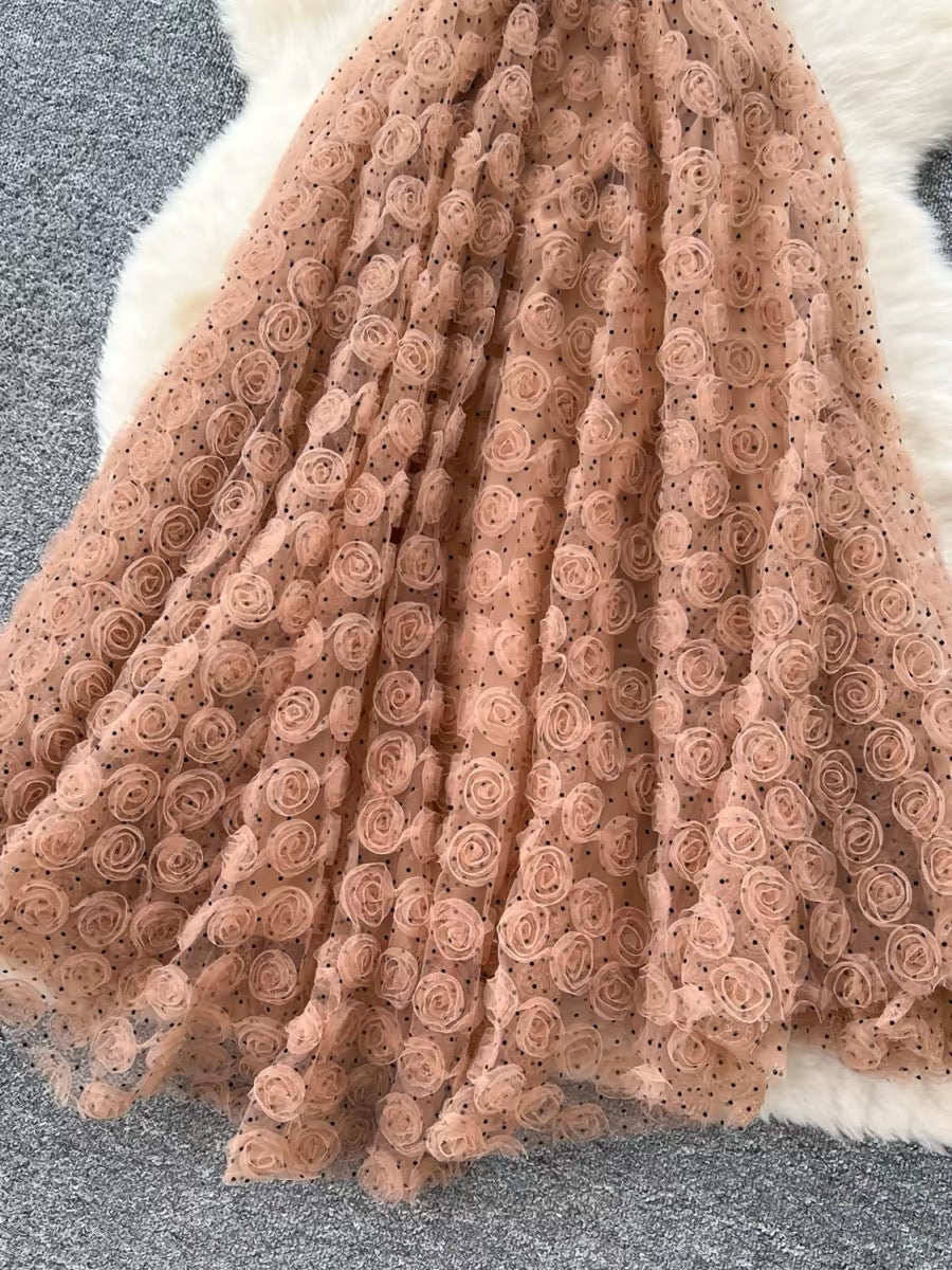 【dress】立体感フラワーキャミワンピース N3734