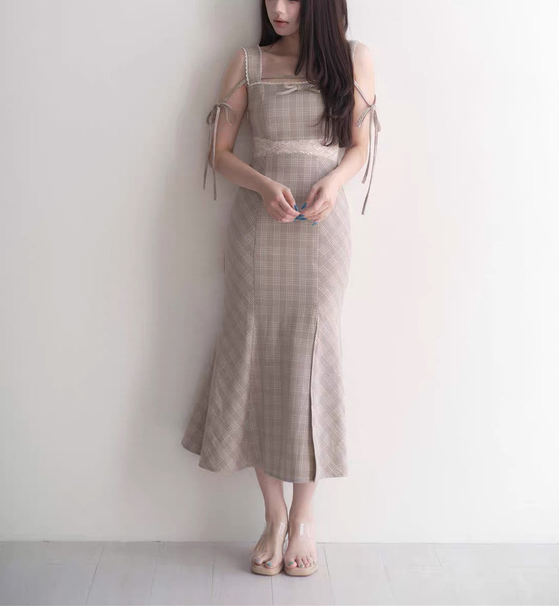 【dress】レースドッキングマーメイドロングワンピース N3750