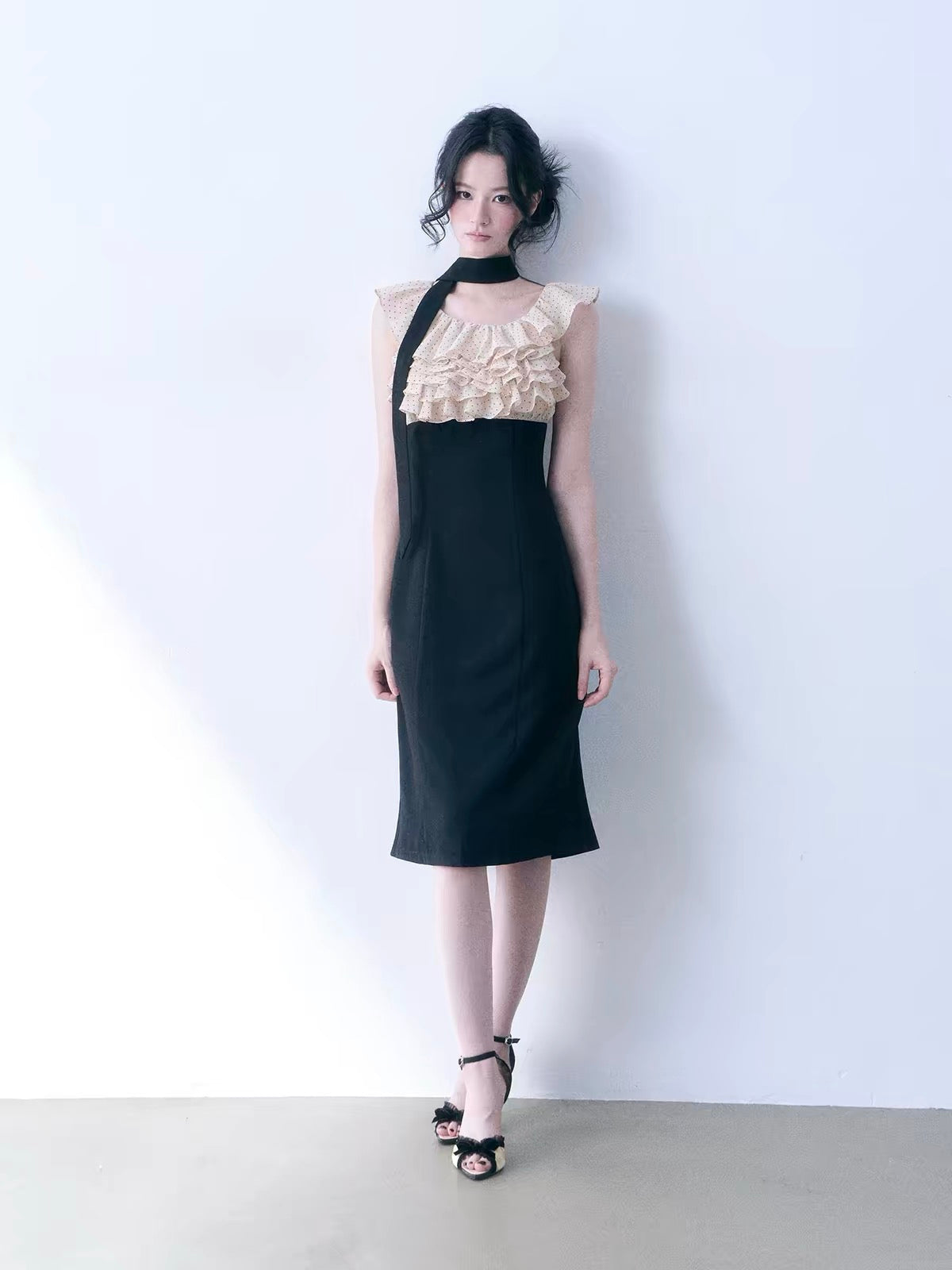 【dress】ドットフリルドッキングミニワンピース&ミディワンピース N3761
