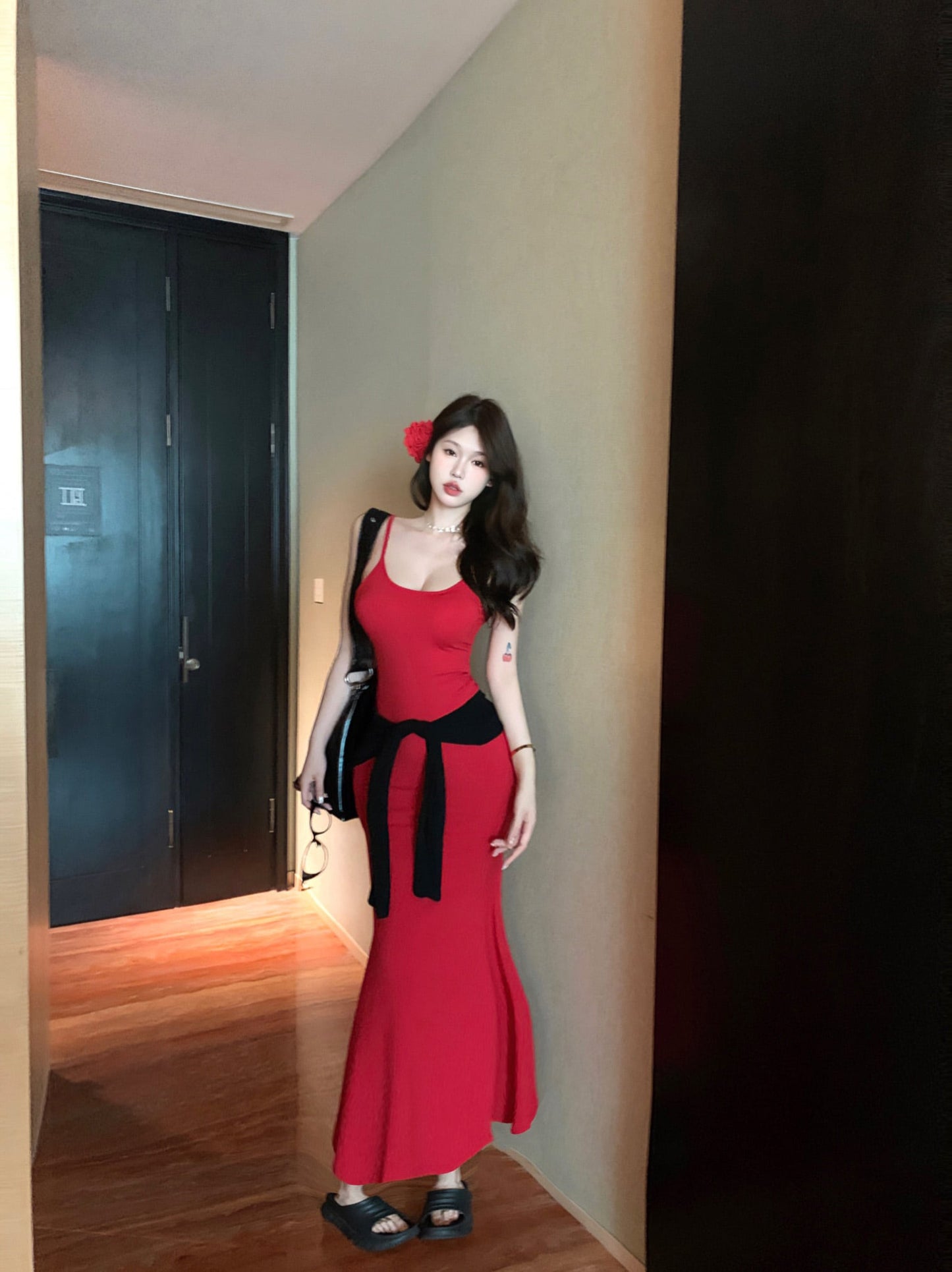 【dress】リボン透かし彫りキャミワンピース G20756