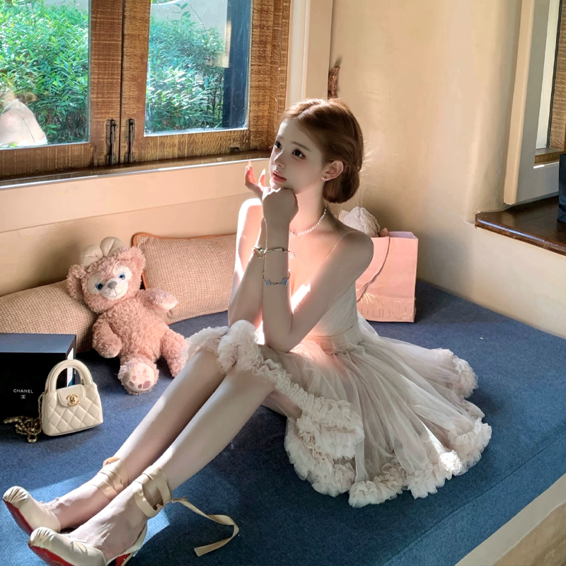【dress】ギャザーフリルチュールミニワンピース Q8417