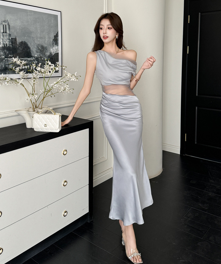 【dress】チュールコンビマーメイドワンピース M30798