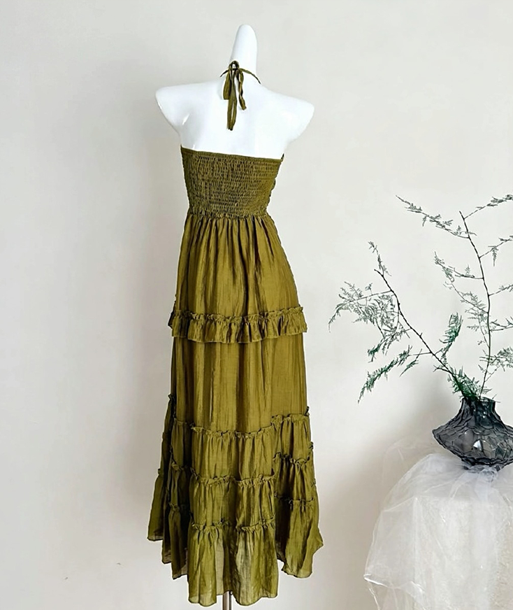 【dress】ホルターネックロングワンピース Q8534