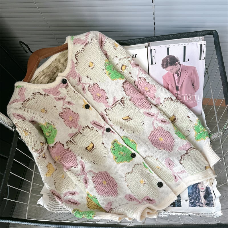 【outer】プリントニットカーデ M26376