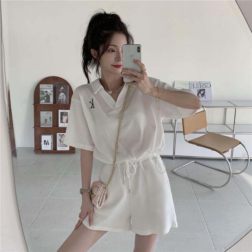 【set】美感いっぱい韓国系ファッション着痩せ着心地良いスウィート洋気2点セット G0651