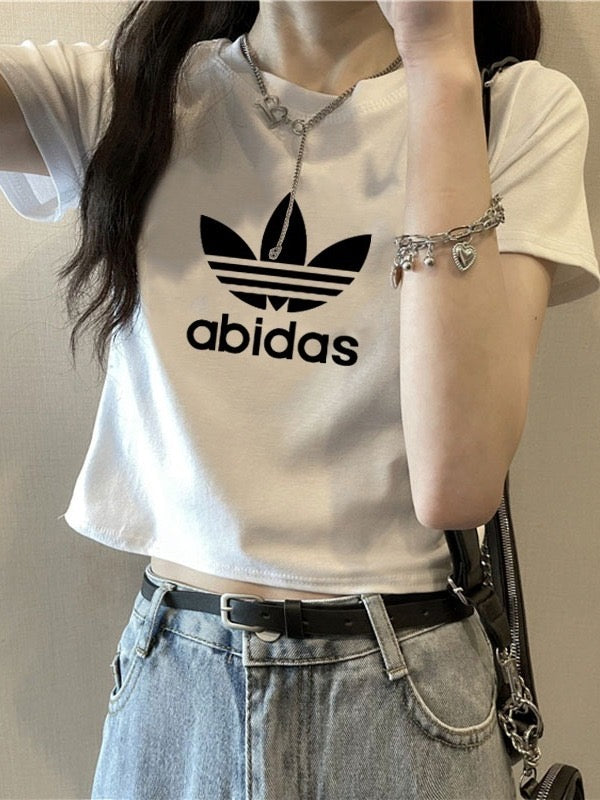 【tops】2色半袖英字柄TシャツF7725