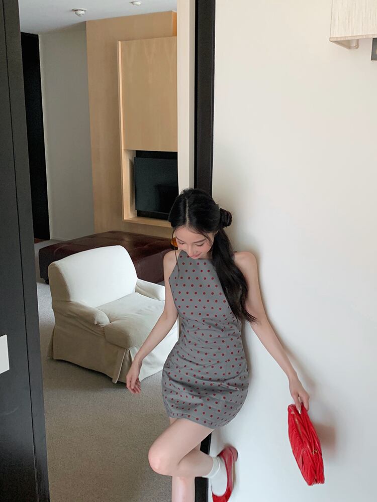 【dress】ノースリーブドット柄ワンピース G21063