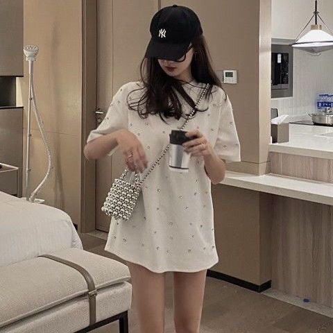 【tops】2色半袖キラキラTシャツF7889