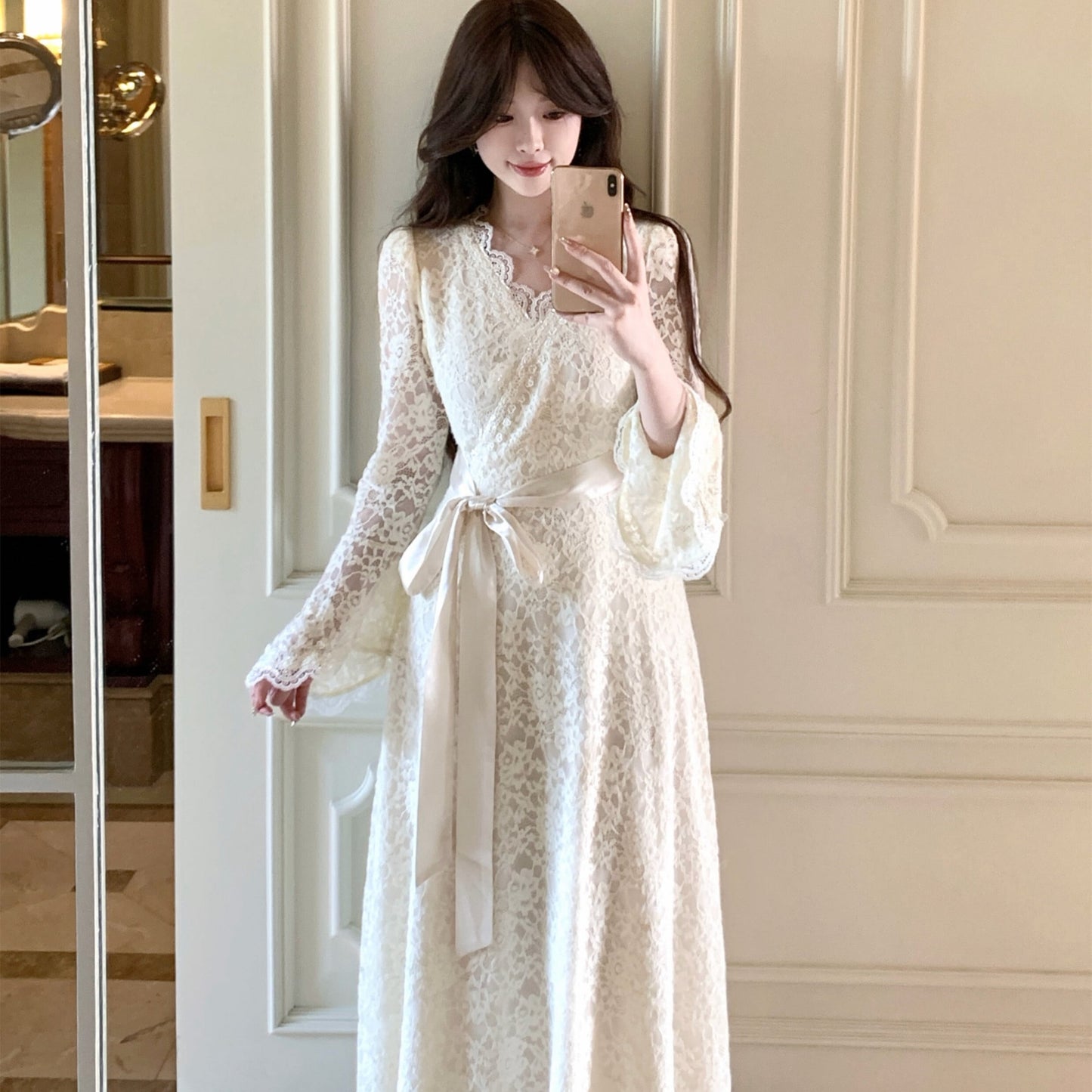 【dress】ベルスリーブレースワンピース N3514