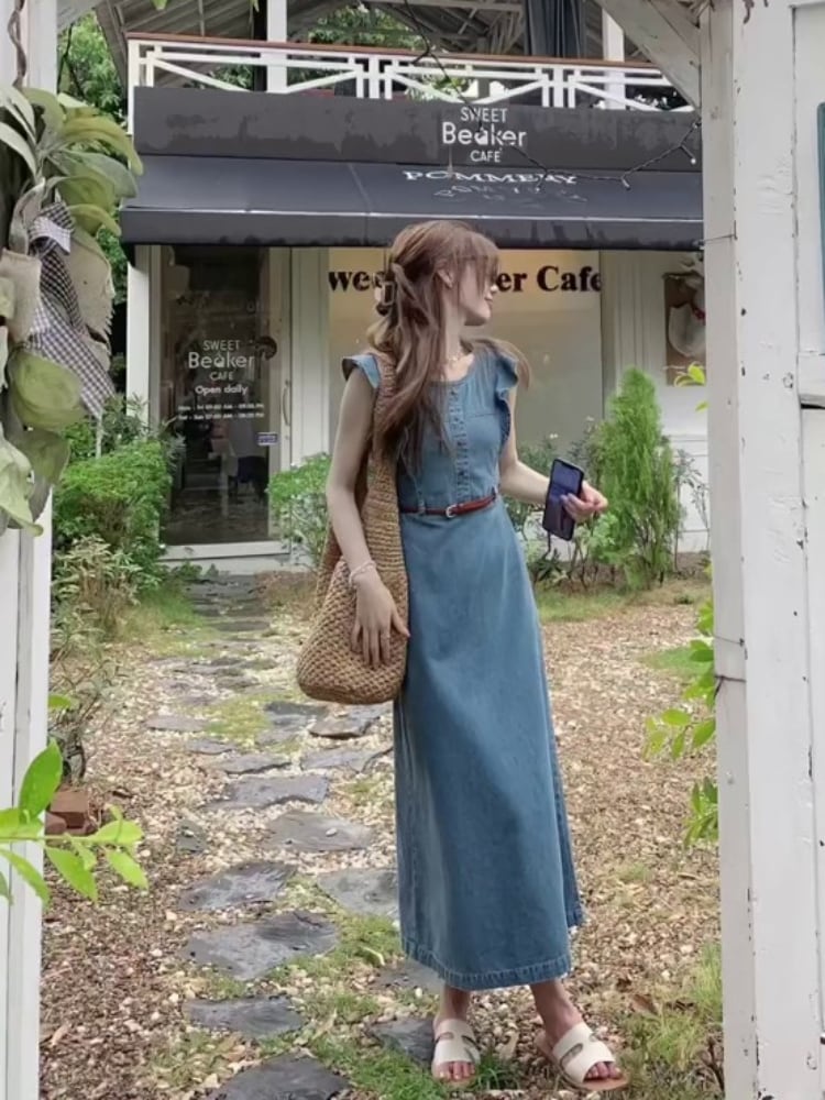 【dress】フリルスリーブデニムワンピース N2655