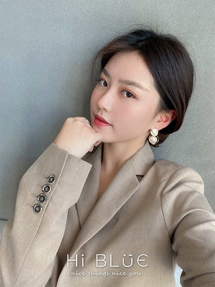 【小物】気質満点 chicシンプルレトロパールサークルピアスアクセサリー