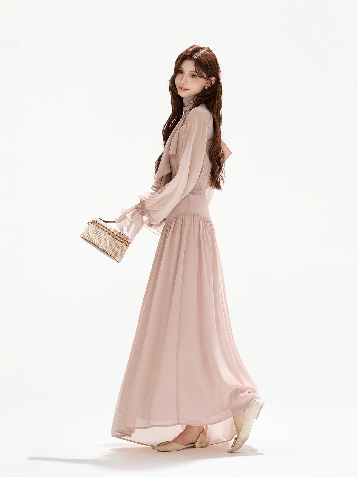【dress】ボウタイロングワンピース N3492