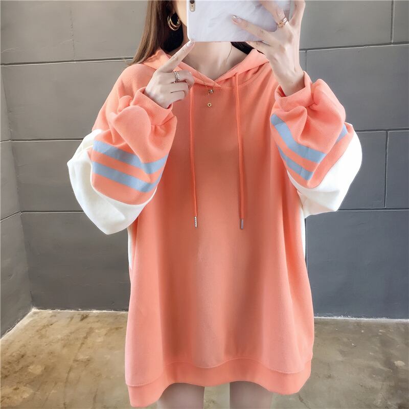 【tops】必ず目を引くフード付き長袖配色秋新作3色カジュアルゆったり着回しパーカーF0721
