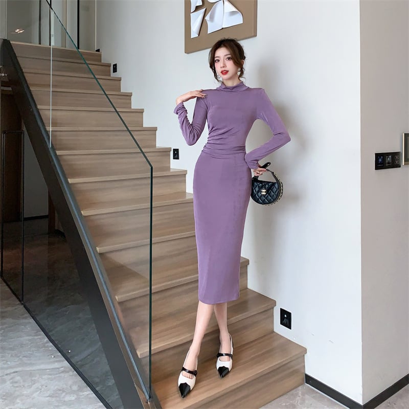 【dress】ハーフネック体型カバーワンピース G20645