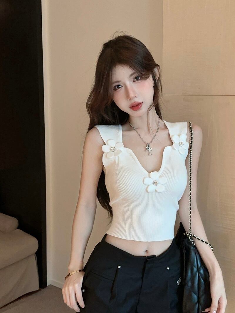 【tops】ニットノースリーブトップス M30097