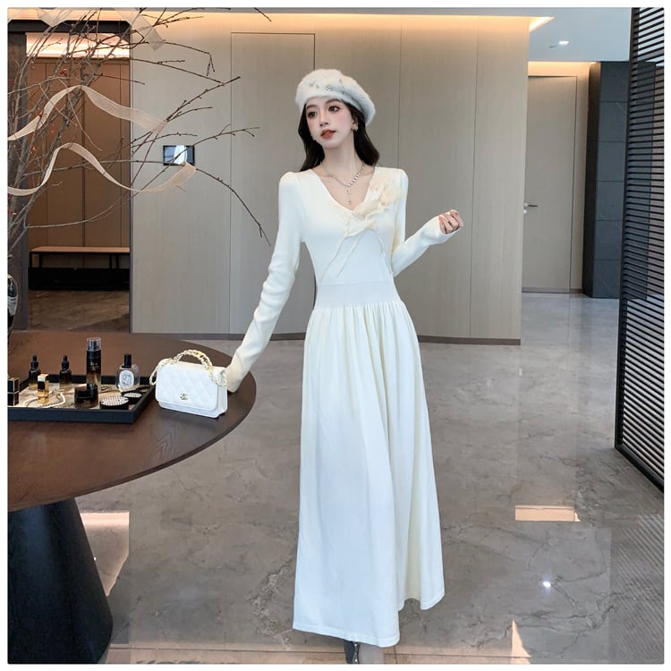 【dress】立体フラワーニットワンピース M27827