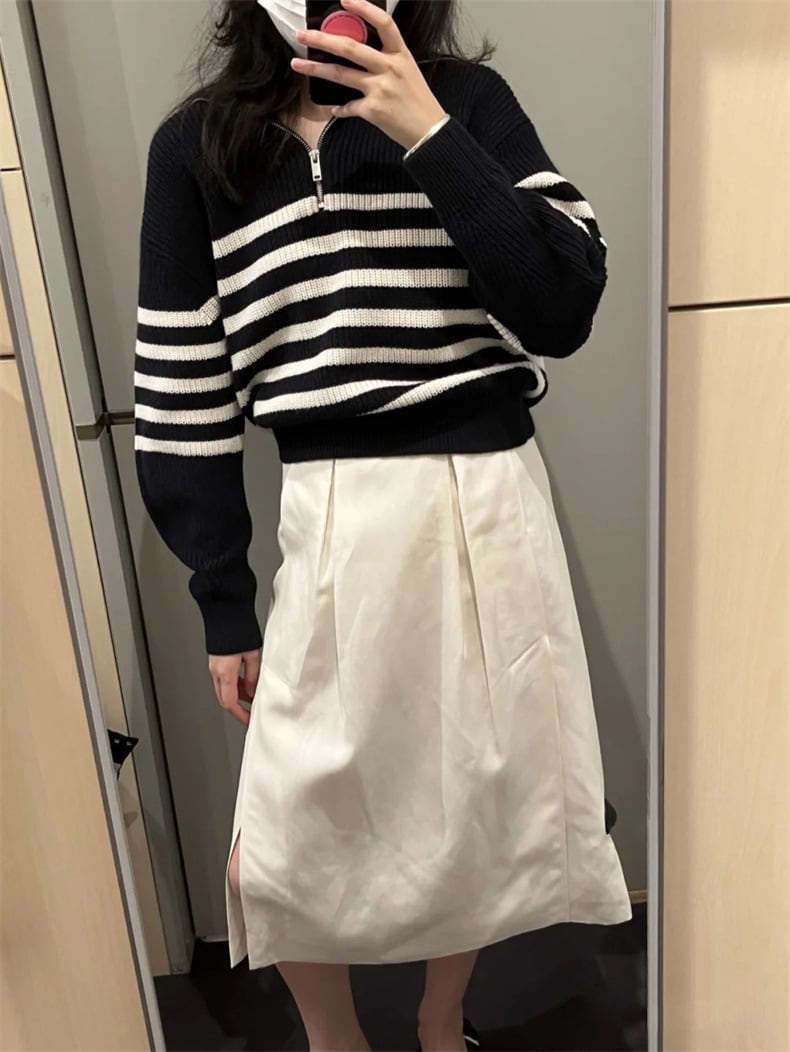 【tops】ボーダー柄ニットセーター M18703
