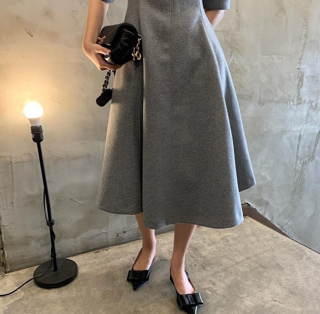 【dress】五分袖AラインワンピースF7411