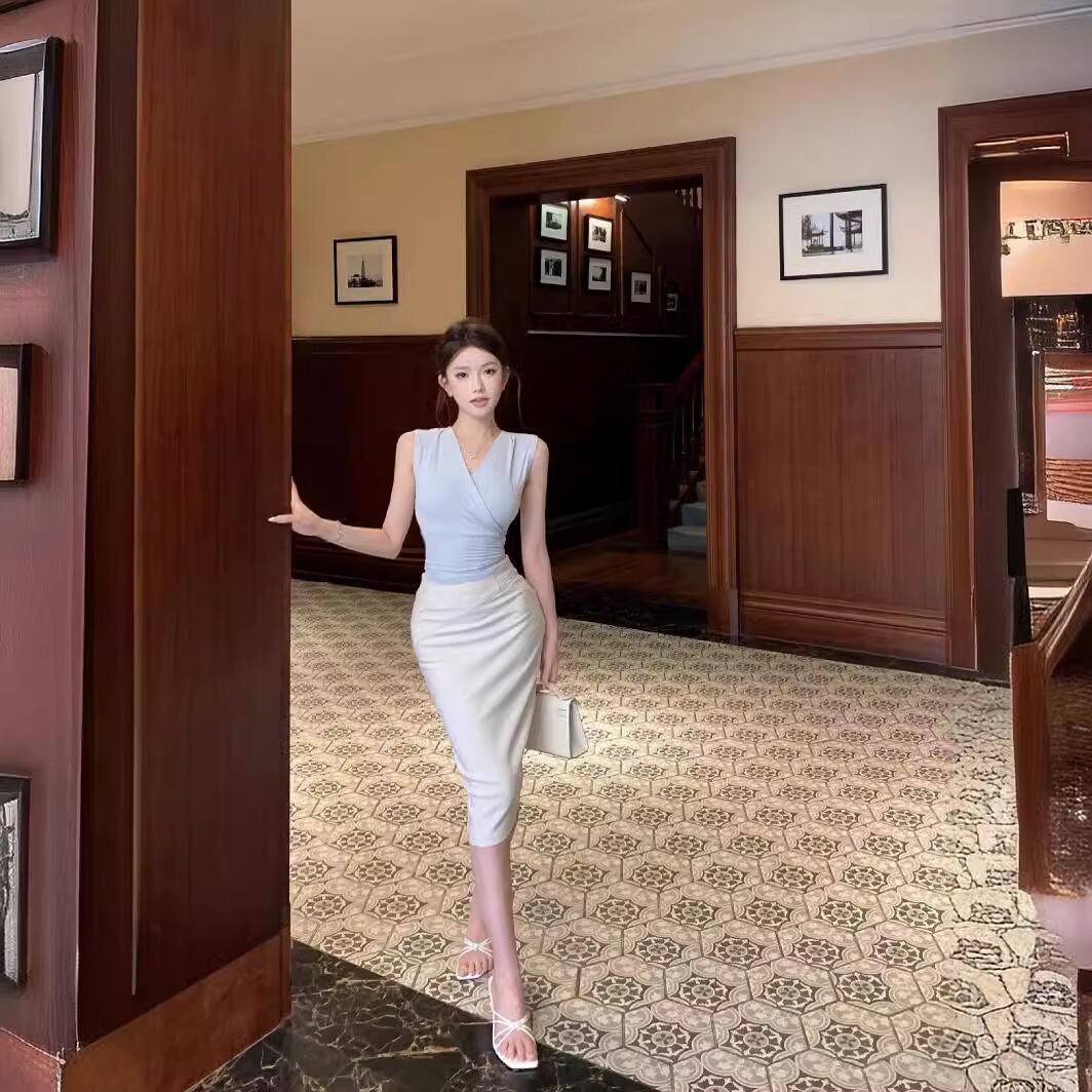 【set】Vネックキャミソール+タイトスカート2点セットG21281