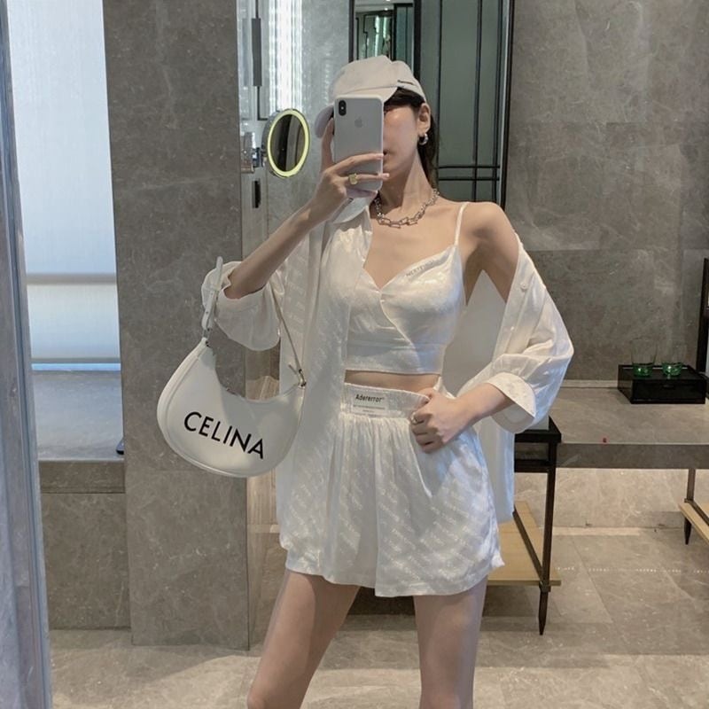 【set】長袖ブラウス+キャミソール+ショートパンツ3点セットF7360