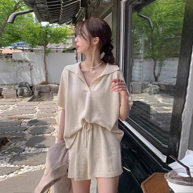 【set】ニットトップス+ショートパンツ2点セットG21510