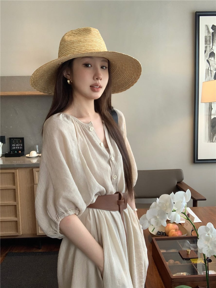 【dress】ベルト付きシャツワンピース N2670