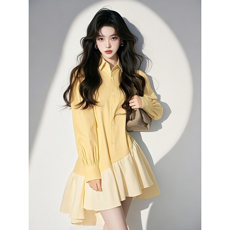 【dress】ドッキングシャツワンピース M29474