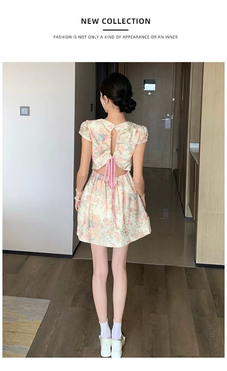 【dress】バックカットワークワンピース M24054